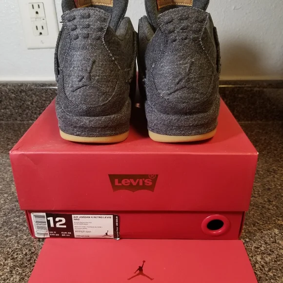 NIKE AIR JORDAN 4 IV RETRO LEVI'S STRAUSS A02571-001 BLACK DENIM SNEAKER SIZE 12 - Picture 7 of 7